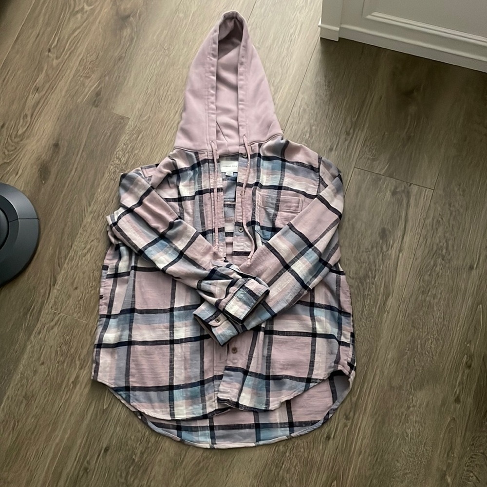 American Eagle hooded flannel shirt size M